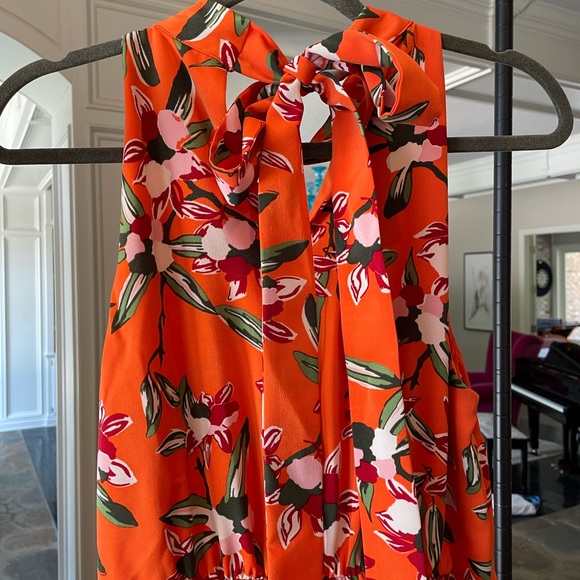 Sam Edelman Midi Orange Floral Tiered Dress - Picture 4 of 5